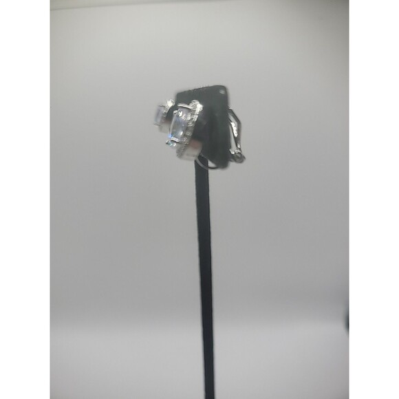 Vintage Silver Tone Earrings Clip On Huggie Crystal Jewelry Costume - Picture 7 of 12